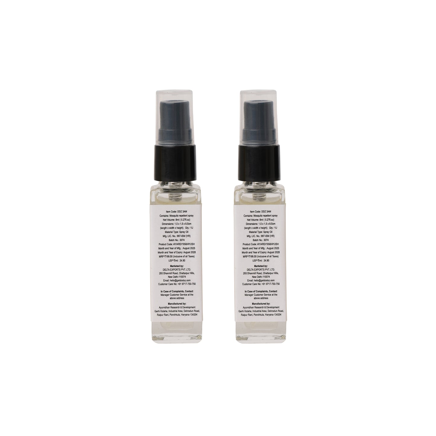 Pocket Dodoz Anti-Mosquito Body Spray Set of 2 – Kid-Friendly Formula - 16ml (8ml X 2)