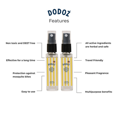 Pocket Dodoz Anti-Mosquito Body Spray Set of 2 – Kid-Friendly Formula - 16ml (8ml X 2)