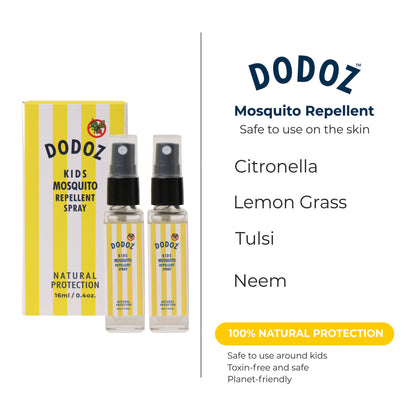 Pocket Dodoz Anti-Mosquito Body Spray Set of 2 – Kid-Friendly Formula - 16ml (8ml X 2)